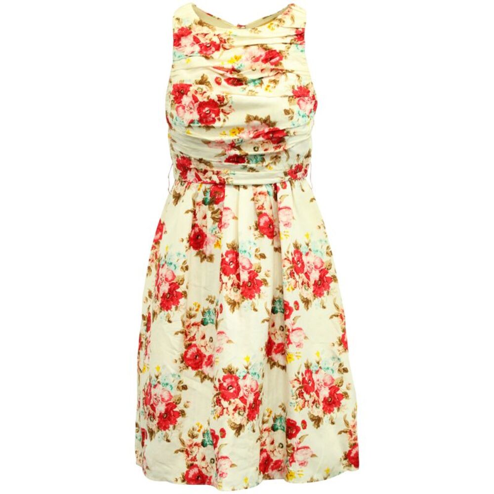 Alice + Olivia Open Back Floral Mini Dress in White Silk